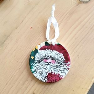 Denmark Ceramic Santa & Floral Ornament